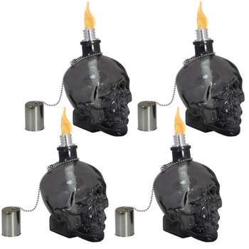 Sunnydaze Grinning Skull Glass Tabletop Torches