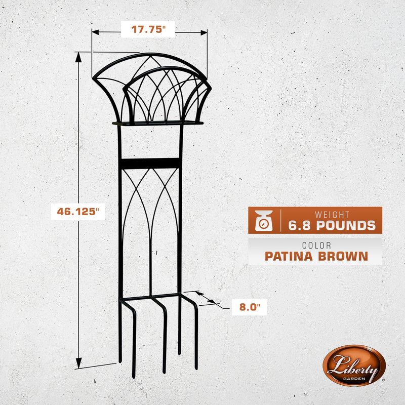 Liberty Garden LBG116 Steel Decorative Garden Hose Stand with Gothic Design for Backyard, Garden, or Home in Patina Brown, 2 of 7