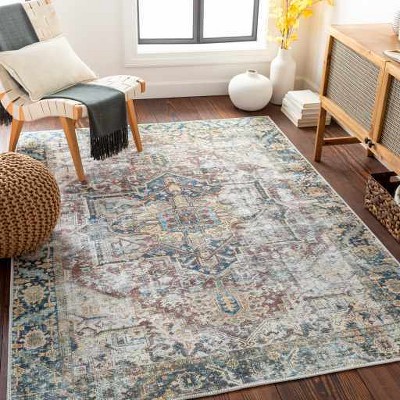 Hauteloom Blue Catigpian Distressed Washable Area Rug