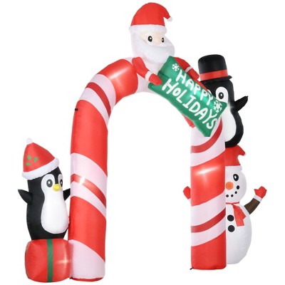 Homcom Large 10' Christmas Inflatables Archway With Santa Claus And ...