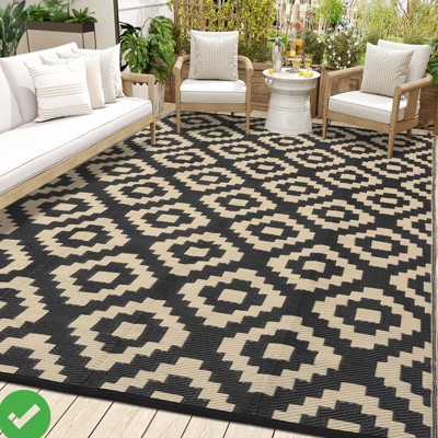 Waterproof Outdoor Rug 8x10 Reversible Outdoor Plastic Straw Rug Camping RV Carpet Outside