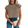 Coolmee Women's Cap Sleeve Crop Tops Summer High Neck Contrast Color Sweater Vest Ribbed Knit Sleeveless Tank Top - 3 of 4