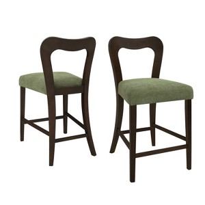 Vynxaria Counter Stool Without Arm,Set of 2,Dark Brown+Green - 1 of 4