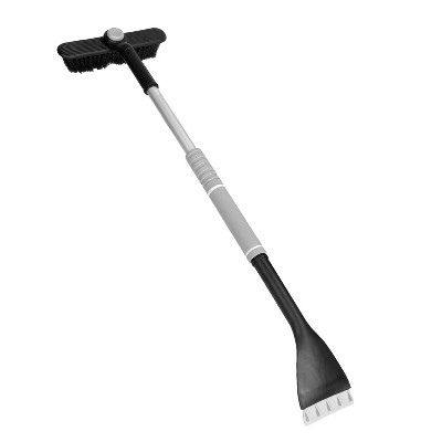 iMountek "2-in-1 Extendable Ice Scraper & Snow Brush, Telescopic Car Frost Removal Tool with 360° Pivoting Head" Grey