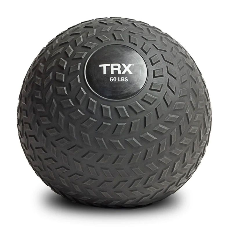 TRX 50 Pound Weighted Textured Tread Slip Resistant Rubber Slam Ball for High Intensity Full Body Workouts and Indoor or Outdoor Training, Black, 1 of 8