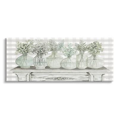 Stupell Industries Country Home Plants Herbs Jars Rustic Tartan Illustration Canvas Wall Art