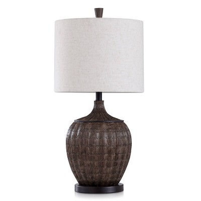 Large Round Transitional Ribbed Moulded Table Lamp Black - StyleCraft