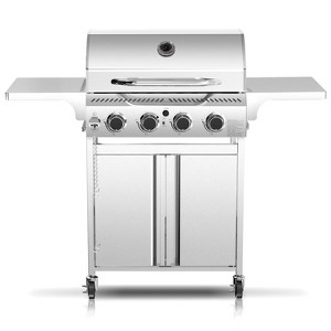 R.W.FLAME 4-Burner Propane Gas Grill, 32,000 BTU Stainless Steel BBQ with Lid, Wheels & Side Shelves for Outdoor Cooking, Patio, Garden & Camping - 1 of 4