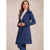 Allegra K Women's Faux Suede Notched Lapel Strap Cuff Solid Double Breasted Tie Belt Trench Coat - 3 of 4