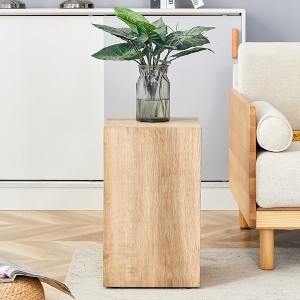 Maggift Patio End Tables, Faux Wood Design Coffee Table for Living Room, Patio, Bedroom, Brown, 12"*12"*19.6" - 1 of 4