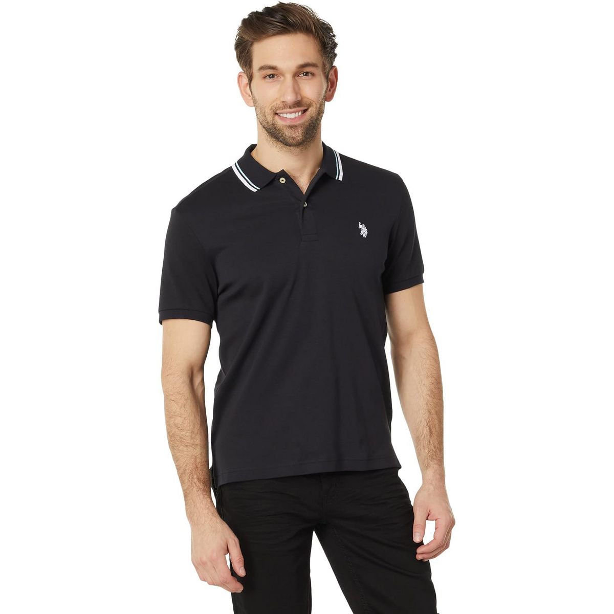 U.S. Polo Assn. Men's Slim Fit Tipped Interlock Knit Polo