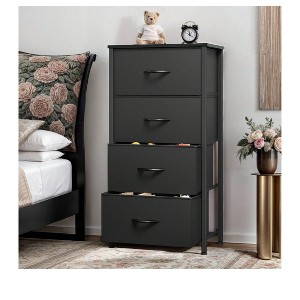 Dresser with 4 Drawers ,Fabric Storage Tower, Organizer Unit for Living Room, Hallway, Closets,Sturdy Steel Frame, Wooden Top - 1 of 4