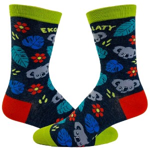 Crazy Dog T-Shirts Women's Ekoalaty Socks Funny Equality Koala Bear Promote Peace Novelty Graphic Footwear - 1 of 4