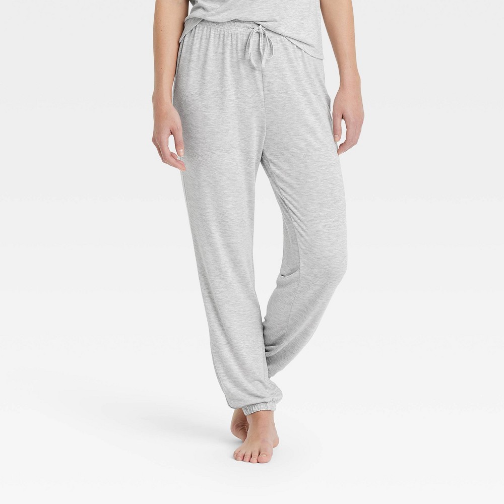 Women's Cooling Jersey Jogger Pajama Pants - Auden™ Gray M: Midweight Knit, Ankle Length, Front Tie Waist