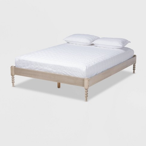 white queen platform bed frame