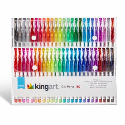 KINGART Gel Pens, Soft Grip, 50 Glitter Colors