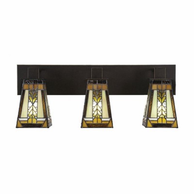 Toltec Lighting Apollo 3 - Light Vanity in  Dark Granite with 5" Square Santa Cruz Art Glass Shade