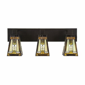 Toltec Lighting Apollo 3 - Light Vanity in  Dark Granite with 5" Square Santa Cruz Art Glass Shade - 1 of 1