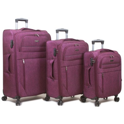 Dejuno Aurora Lightweight Denim 3-piece Spinner Luggage Set - Burgundy ...