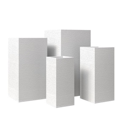 LeisureMod Basalt 4-Piece Fiberstone and MGO Clay Planter Set Tall Square Planter Pot for Indoor and Outdoor