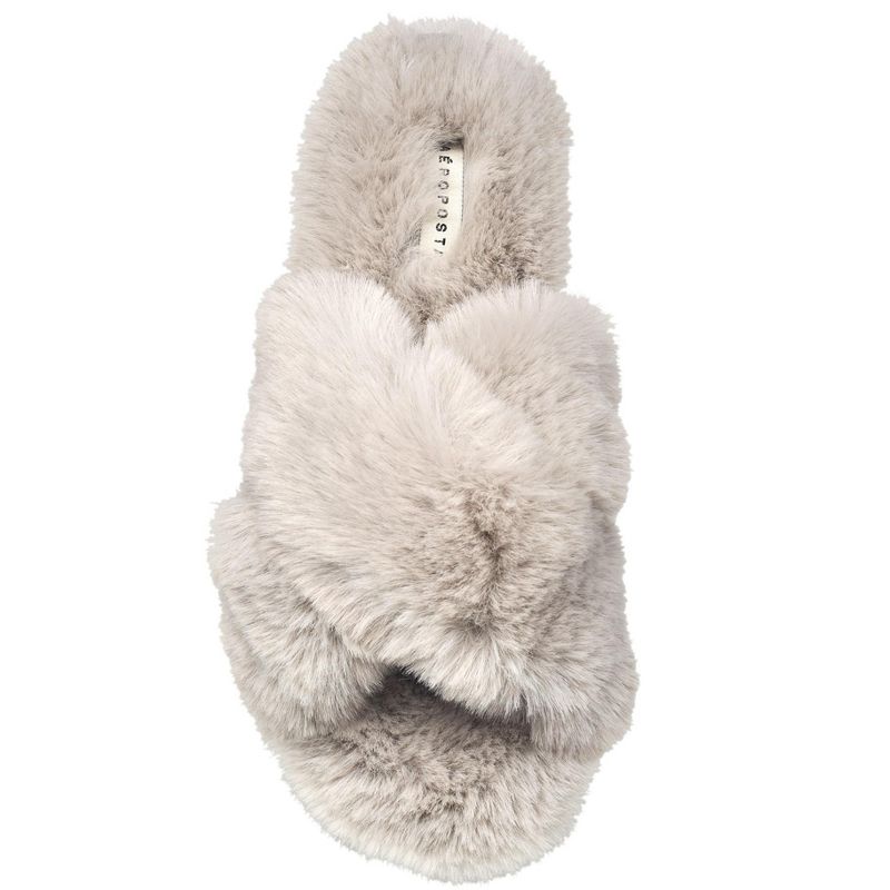 Aeropostale Women's Fuzzy Criss Cross House Slippers with Cushioned Comfort, 2 of 6