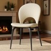 Set of 2 PU Leather Dining Chairs with Curved Backrest and Metal Legs, Modern Upholstered Desk Side Chairs for Dining Room, Living Room, or Office - 4 of 4