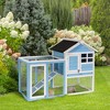 PawHut 48" Wooden Rabbit Hutch Bunny Cage with Waterproof Asphalt Roof, Fun Outdoor Run, Removable Tray and Ramp - 2 of 4