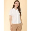 INSPIRE CHIC Women's Vintage Bow Tie Solid Peter Pan Collar Office Button Up Shirt - 3 of 4