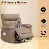Oversized PU Leather Power Swivel Rocker Recliner Chair with Massage Function, Ergonomic Design Featuring 1.5X Sponge Filling and Side Pocket - 3 of 4
