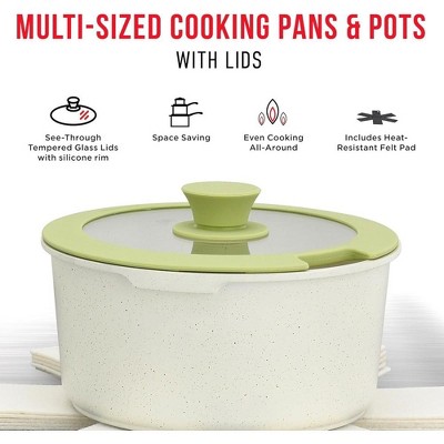 Bakken-Swiss 15-Piece Green Granite Non-Stick Cookware Set