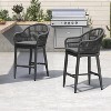 PURPLE LEAF Outdoor Bar Stools Set of 2 Patio Metal Modern Wicker Bar Chairs Woven Aluminum Barstools - 2 of 4