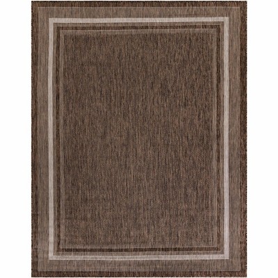 Brown and Beige Synthetic Outdoor Rectangular Rug 8' x 10'