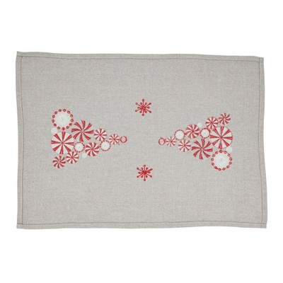 Peppermint Christmas Tree Silver Fabric Placemats Set of 4