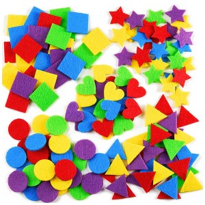 Juvale 1000 Pieces Felt Shapes, Heart, Star, and Geometric Designs, Felt Ornaments for Craft Projects, Assorted Colors - 1 of 4