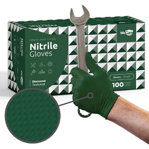 WeCare Diamond Textured Orange Nitrile Gloves, 8 Mil Thickness - Perfect for Industrial & Automotive Work, Green 100 Pack - 1 of 4