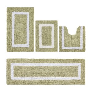 Hotel Bath Rug 100% Premium Cotton Tufted Weave Two Tone Reversible 4 Piece Bathroom Rug Set, Super Soft & Water Absorbent, Machine Washable Bathmat - 1 of 4