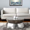 HomeRoots 37" Silver Aluminum Round Distressed Solid Coffee Table - 2 of 4