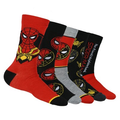 Marvel Spider-Man Socks Men's No Way Home 5-Pair Adult Mid-Calf Crew Socks (Fits Shoe Size 8-12) Multicolored