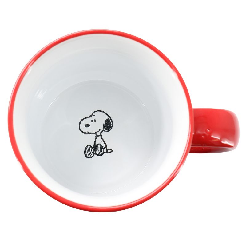 Peanuts Snoopy Christmas Gift 4 Piece 21 Ounce Stoneware Camper Mug Set in White and Red, 2 of 7