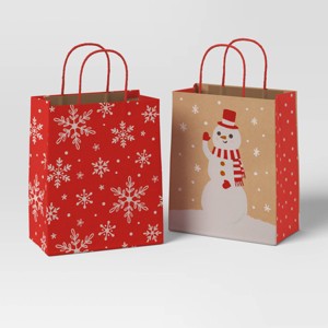 2ct Snowflake and Snowman Cub Christmas Gift Bags - Wondershop™ - 1 of 4