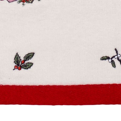 Ivory Cotton Christmas Tree Embroidered Hand Towel Set