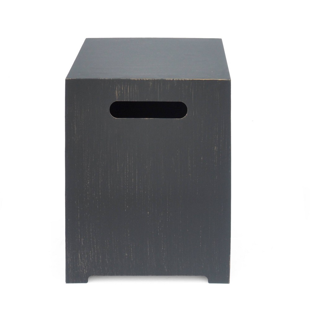 Wellington Outdoor Square Iron Tank Holder Side Table Brushed Brown - Christopher Knight Home