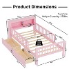 Sapphtopaz Modern Twin Size Bed Frame with Headboard Storage Rack Wood Platform Bed with 2 Drawers and Side Guardrails for Bedroom, Apartment - 4 of 4