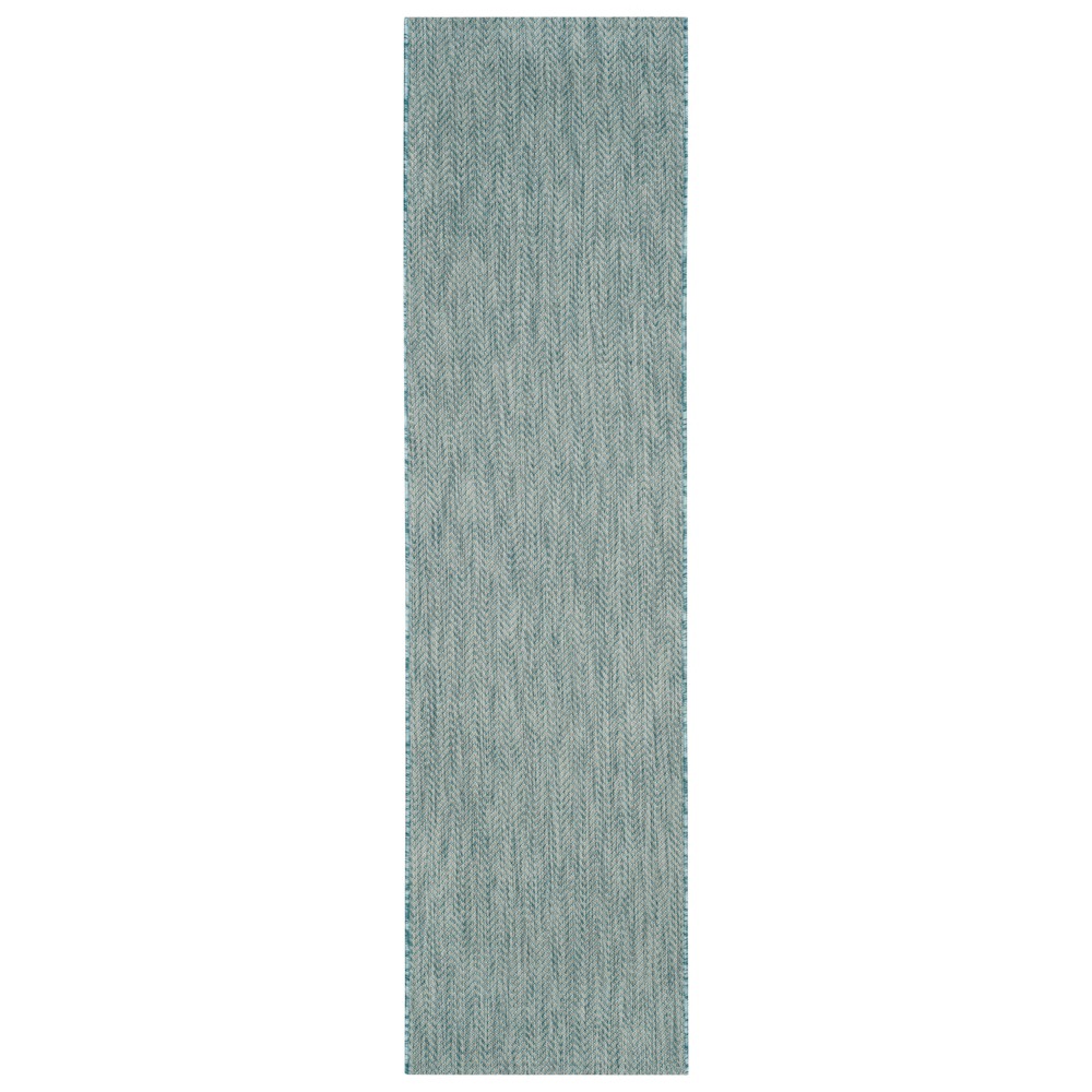 2'3inX12' Runner Positano Outer Patio Rug Aqua/Gray - Safavieh