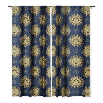 Avenie Vintage Sun Navy Set of 2 Panel Blackout Window Curtain - Deny Designs