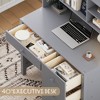 LIVAREEmlen Vintage 40'' Home Executive Desk and Upholstered Chair Set with Bookshelf, Computer Desk with Four Drawers, Storage Shelf and Chair - 4 of 4
