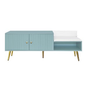 Shoe Rack Bench With Hidden Storage Compartment, Upholstered Cushions, Wooden Bench With Storage, Easy Assembly For Entryway Living Room - 1 of 4