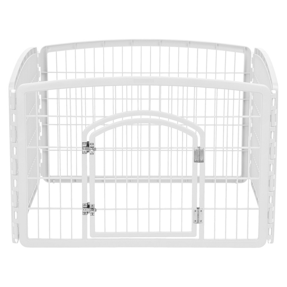 IRIS USA 24   4-Panel Plastic Exercise Pet Playpen with Door  White