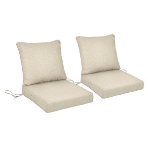 Aoodor Outdoor Deep Seat Cushion Set, Waterproof Patio Furniture Cushions with Adjustable Straps & Removable Cover, Set of 2 - 1 of 4