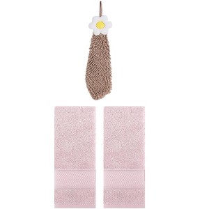 REGALWOVEN 3 Pcs Soft Absorbent Hand Towel Bathroom Decorative Set - 1 of 4